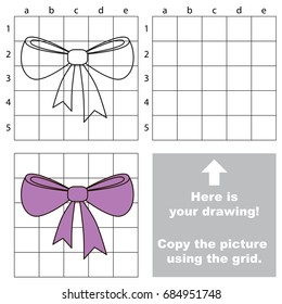 Copy the picture using grid lines, the simple educational game for preschool children education with easy gaming level, the kid drawing game with Bow
