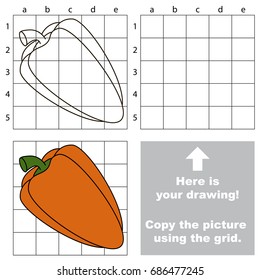 Copy the picture using grid lines, the simple educational game for preschool children education with easy gaming level, the kid drawing game with Rad Paprika
