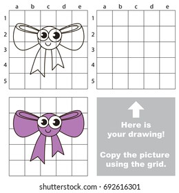 Copy the picture using grid lines, the simple educational game for preschool children education with easy gaming level, the kid drawing game with Funny Toy Bow
