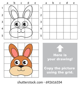 Copy the picture using grid lines, the simple educational game for preschool children education with easy gaming level, the kid drawing game with Hare Face