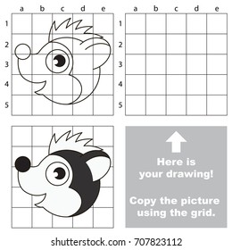 Copy the picture using grid lines, the simple educational game for preschool children education with easy gaming level, the kid drawing game with Skunk Face