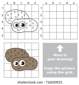 Copy the picture using grid lines, the simple educational game for preschool children education with easy gaming level, the kid drawing game with Funny Potatoes
