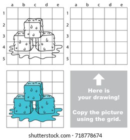 Copy the picture using grid lines, the simple educational game for preschool children education with easy gaming level, the kid drawing game with Three Ice Cubes