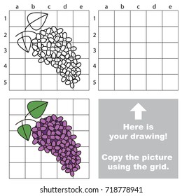 Copy the picture using grid lines, the simple educational game for preschool children education with easy gaming level, the kid drawing game with Lilac Flower