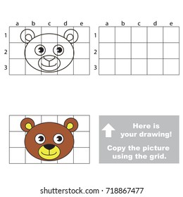 Copy the picture using grid lines  the simple horizontal educational game for preschool children education and easy gaming level  the kid drawing game and Teddy Bear