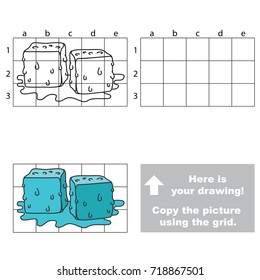 Copy the picture using grid lines, the simple horizontal educational game for preschool children education with easy gaming level, the kid drawing game with Two Ice Cubes