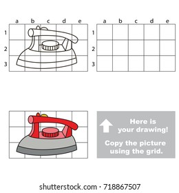 Copy the picture using grid lines, the simple horizontal educational game for preschool children education with easy gaming level, the kid drawing game with Iron