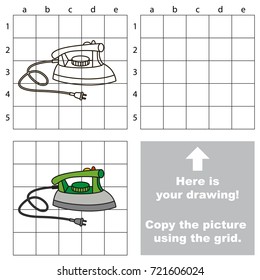 Copy the picture using grid lines, the simple educational game for preschool children education with easy gaming level, the kid drawing game with Wired Iron