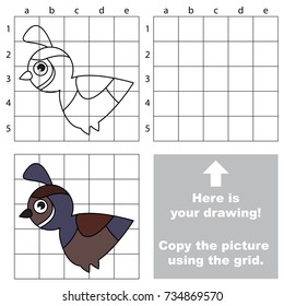 Copy the picture using grid lines, the simple educational game for preschool children education with easy gaming level, the kid drawing game with Quail