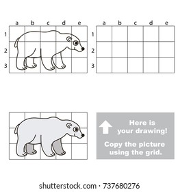 Copy the picture using grid lines, the simple educational game for preschool children education with easy gaming level, the kid drawing game with White Bear
