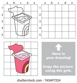 Copy the picture using grid lines, the simple educational game for preschool children education with easy gaming level, the kid drawing game with Yogurt Opened