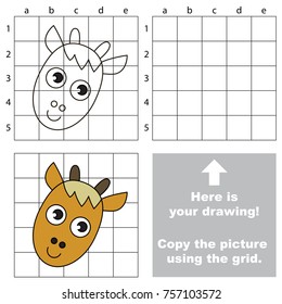 Copy the picture using grid lines, the simple educational game for preschool children education with easy gaming level, the kid drawing game with Small Deer Face