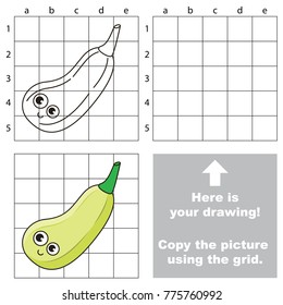 Copy the picture using grid lines, the simple educational game for preschool children education with easy gaming level, the kid drawing game with Zucchini Funny