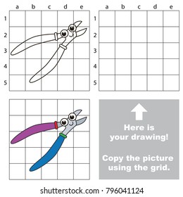 Copy the picture using grid lines, the simple educational game for preschool children education with easy gaming level, the kid drawing game with Pliers Cutter