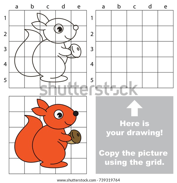 Copy Picture Using Grid Lines Simple Stock Vector Royalty