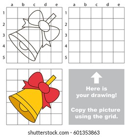 Copy the picture using grid sells  vector kid educational game for preschool kids  the drawing tutorial and easy gaming level for Golden Bell 