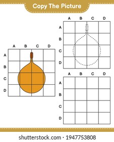 Copy the picture, copy the picture of Voavanga using grid lines. Educational children game, printable worksheet, vector illustration