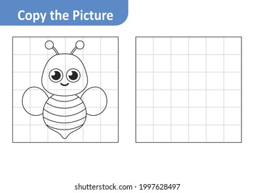 Copy the picture worksheet for kids, bee vector