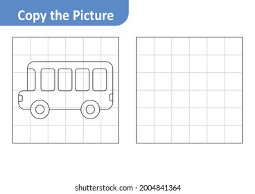 Copy the picture worksheet for kids, bus vector