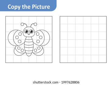Kopieren Sie das Bildblatt für Kinder, Schmetterlingsvektor