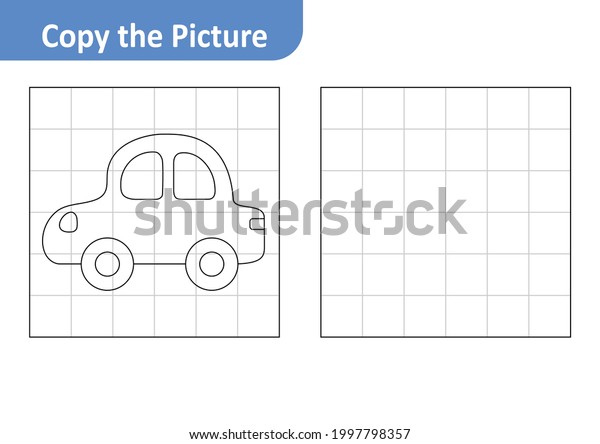Copy the\
Picture Worksheet for Kids, Car\
Vector