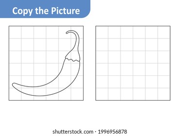 Copy the Picture Worksheet for Kids, Chilli Vector