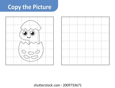 Copy the picture worksheet for kids, dinosaur vector