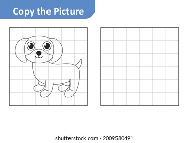 Copy the picture worksheet for kids, dog vector