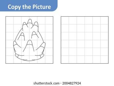 Copy the picture worksheet for kids, dragon fruit vector