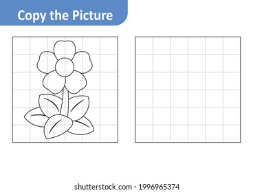 Copy the Picture Worksheet for Kids, Flower Vector