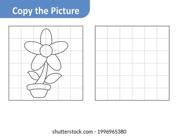 Copy the Picture Worksheet for Kids, Flower Vector
