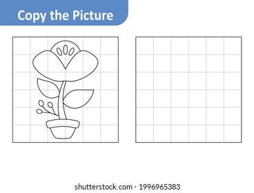 Copy the Picture Worksheet for Kids, Flower Vector