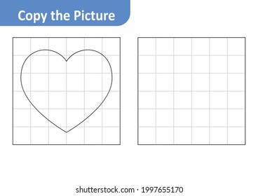 Copy the Picture Worksheet for Kids, Heart Vector