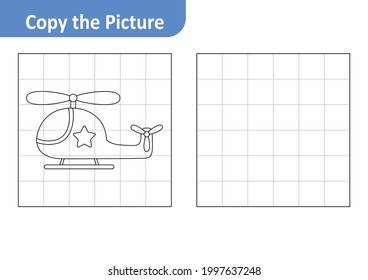 Copy the Picture Worksheet for Kids, Helicopter Vector