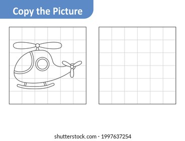 Copy the Picture Worksheet for Kids, Helicopter Vector