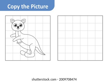 Copy the picture worksheet for kids, kangaroo vector
