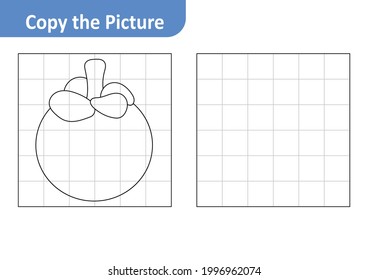 Copy the Picture Worksheet for Kids, Mangosteen Vector