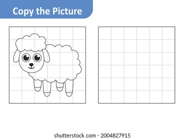 Copy the picture worksheet for kids, sheep vector