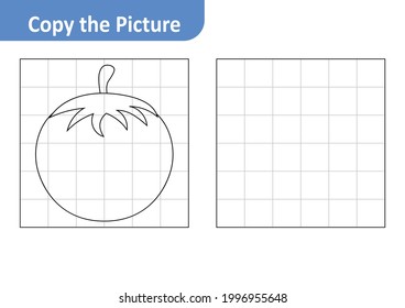 Copy the Picture Worksheet for Kids, Tomato Vector