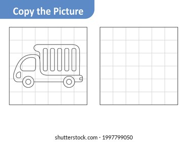 Copy the Picture Worksheet for Kids, Truck Vector