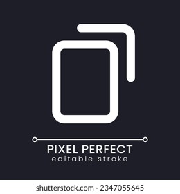 Copy pixel perfect white linear ui icon for dark theme. Duplicate digital file and text. Vector line pictogram. Isolated user interface symbol for night mode. Editable stroke. Poppins font used