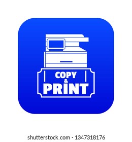 Copy and print icon blue vector isolated on white background