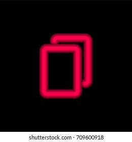 Copy red glowing neon ui ux icon. Glowing sign logo vector