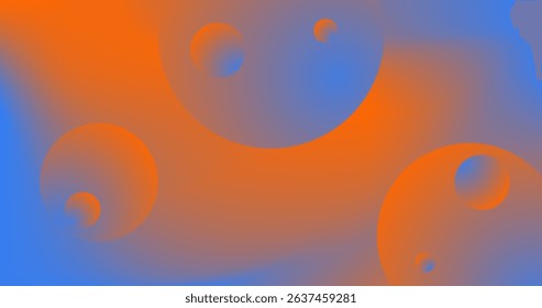 copy space Abstract background with spheres in blue and orange Gradient colors Vector illustration