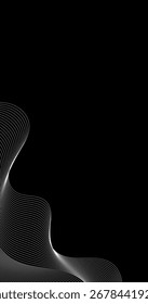 Plano de fundo do espaço de cópia com um elemento de design de ondas abstratas brilhantes Preto e branco