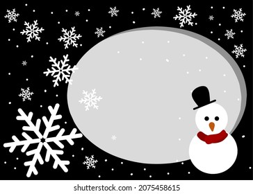 Kopiere Weltraum-Weihnachtshintergrund mit Schneemann und Schneeflocken