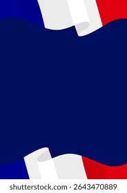 Copy space dark vertical background with wavy French flag on top and below perfect element design for important days related to French