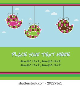 copy space design with hanging bird decorations
