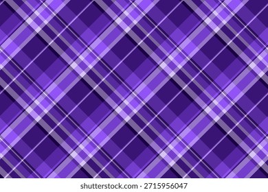 Copie o vetor têxtil do tecido do espaço, o fundo de cetim sem emenda verifica. Padrão de rede textura xadrez tartan na paleta de cores violeta e escura.