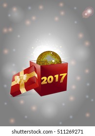 Copy Space with Frame Over Christmas Background with Gift Boxes Text and Twenty Seventeen Date